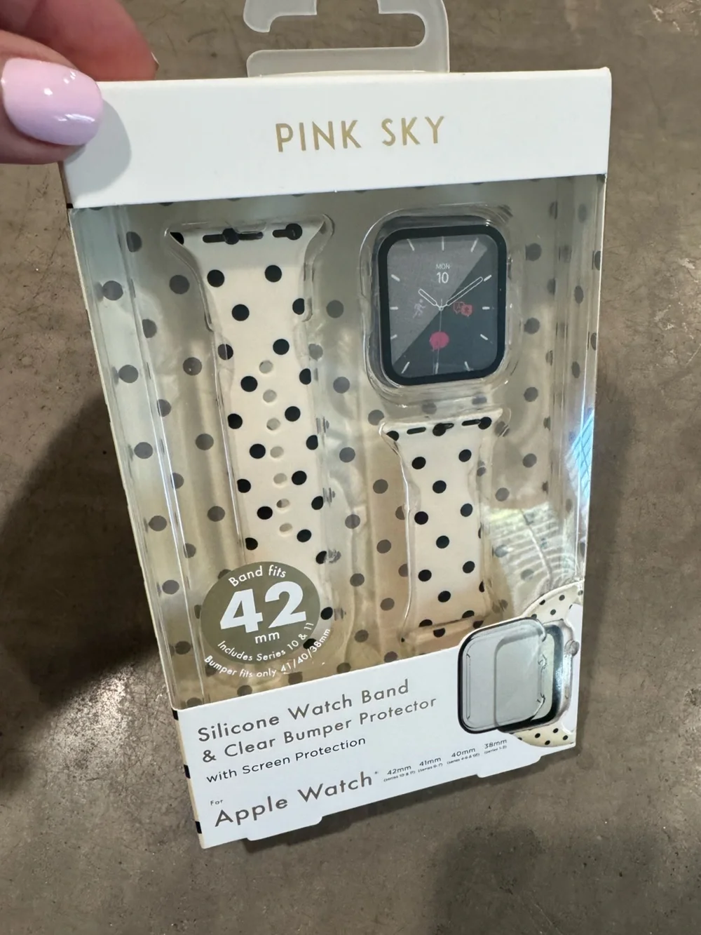 Silicone Polka Dot Watch Band & Clear Bumper for Apple 38,40,41,42🖤cute& comfy